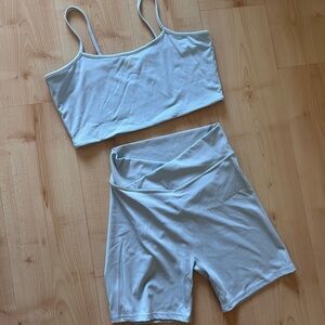 437 Light Blue Women's Crop Tank and High-Waist Bike Short Set